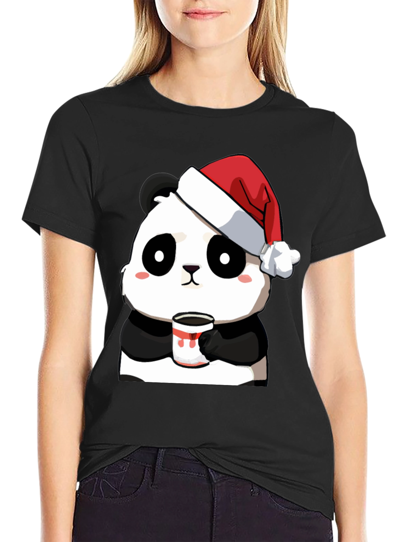 Camiseta Panda Navideño con Taza - Diseño Único