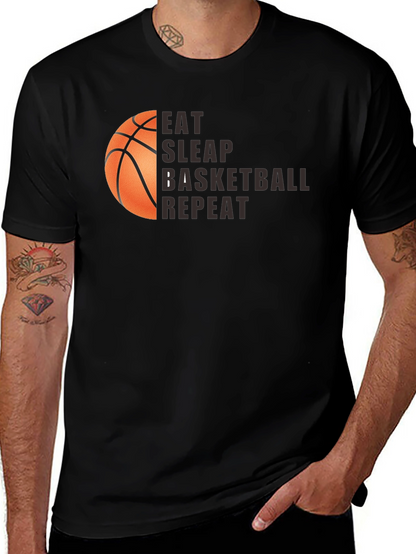 Camiseta Negra Eat Sleep Basketball Repeat