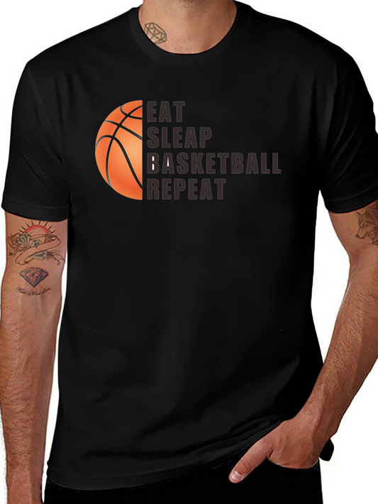 Camiseta Negra Eat Sleep Basketball Repeat