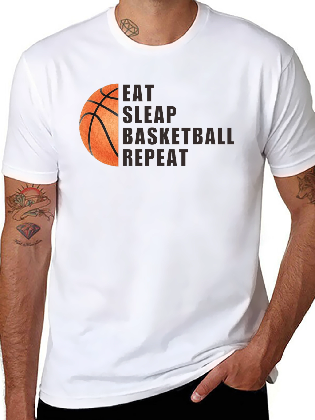Camiseta Negra Eat Sleep Basketball Repeat