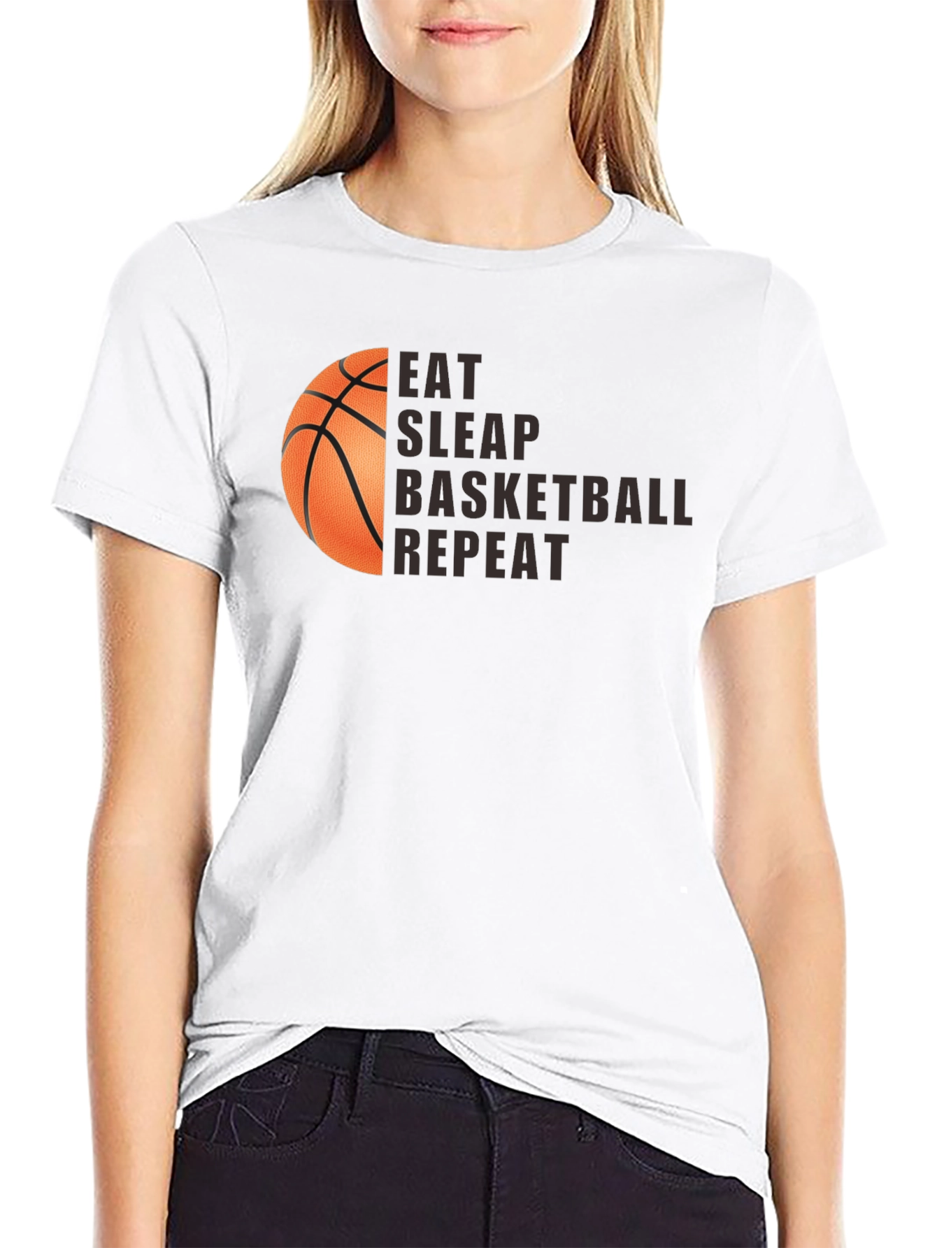 Camiseta Negra Eat Sleep Basketball Repeat