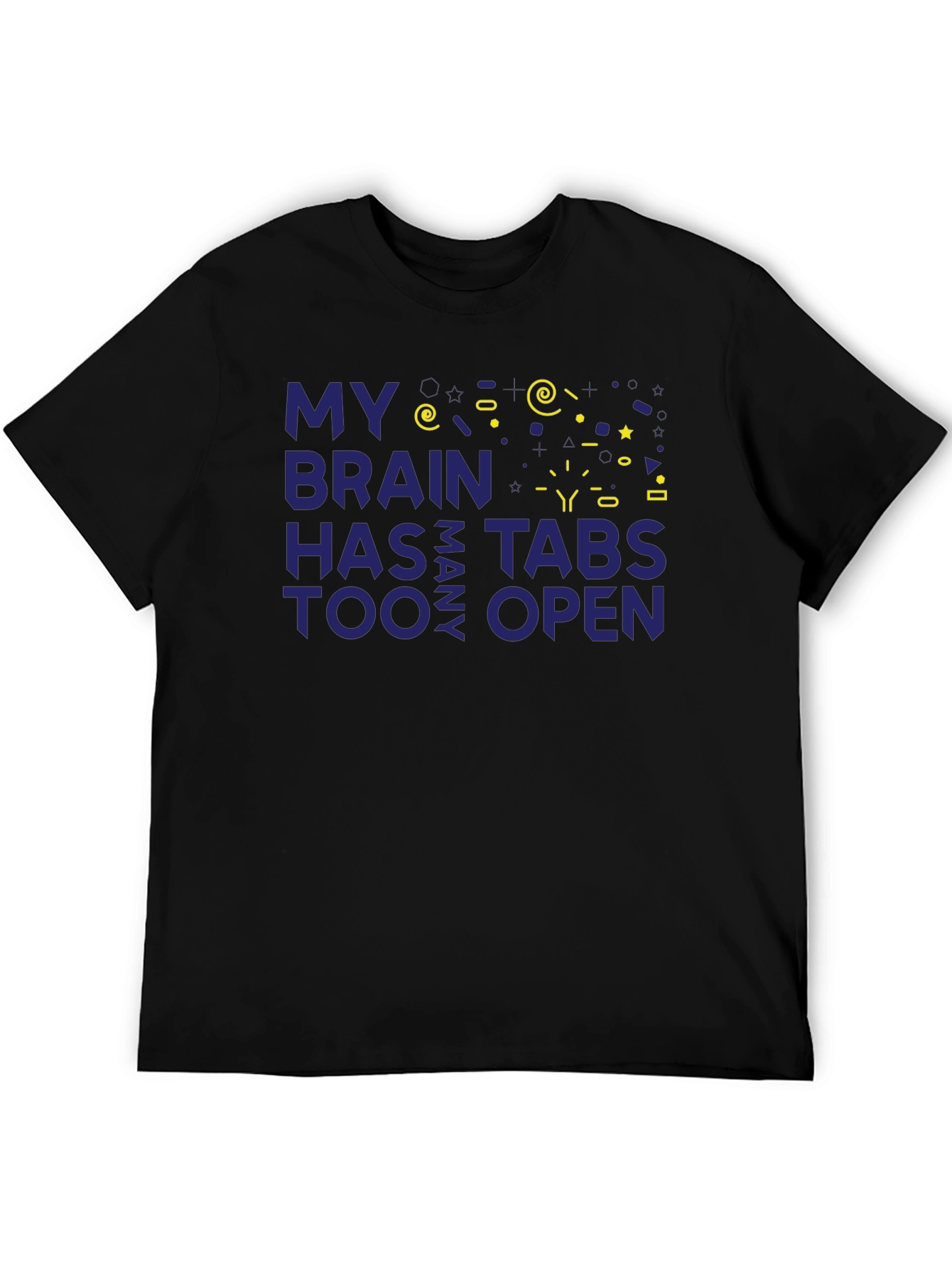 Camiseta Hombre Negra - Cerebro con Demasiadas Pestañas Abiertas