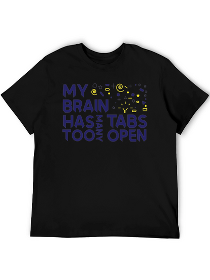 Camiseta Hombre Negra - Cerebro con Demasiadas Pestañas Abiertas
