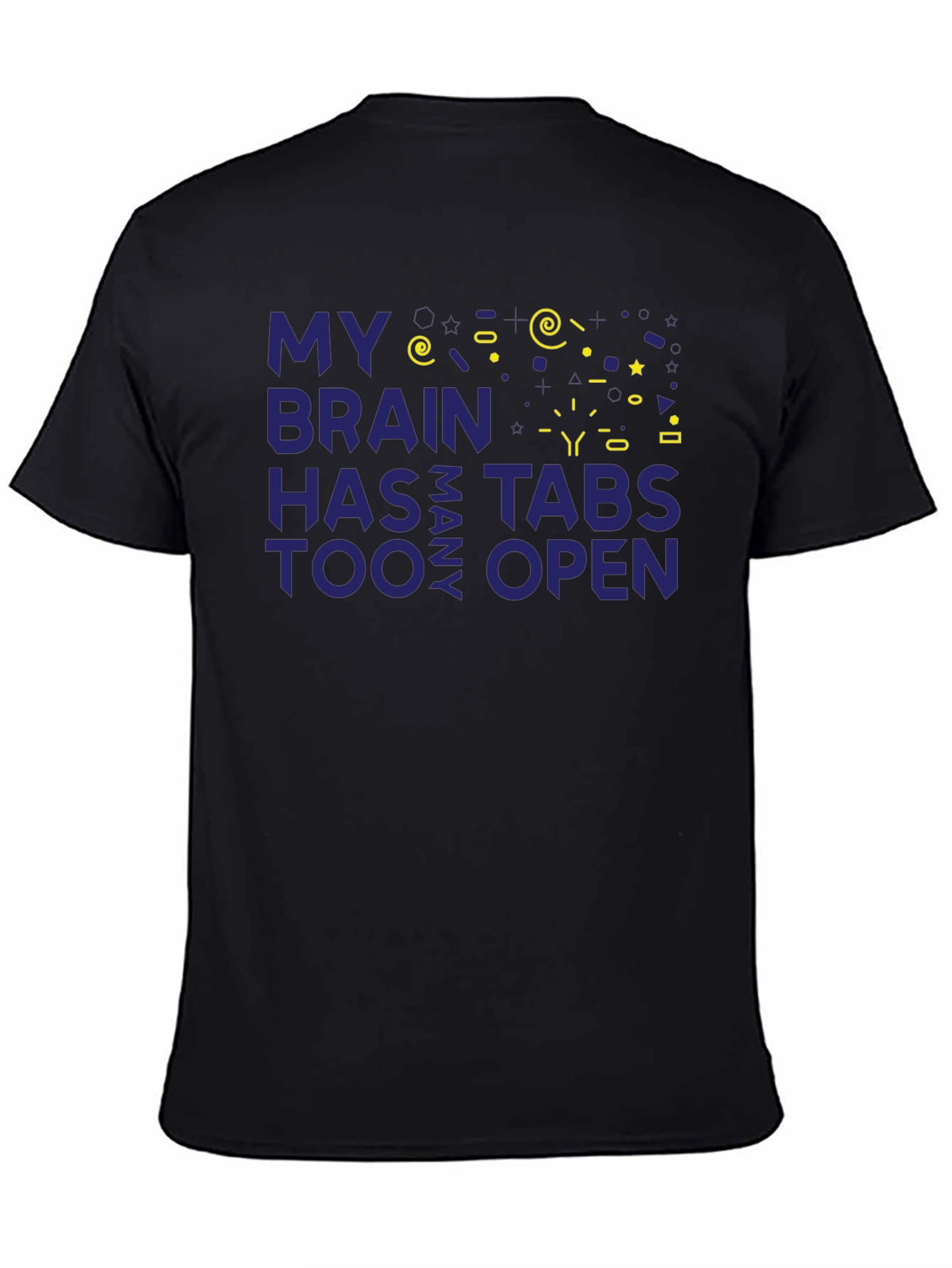 Camiseta Hombre Negra - Cerebro con Demasiadas Pestañas Abiertas