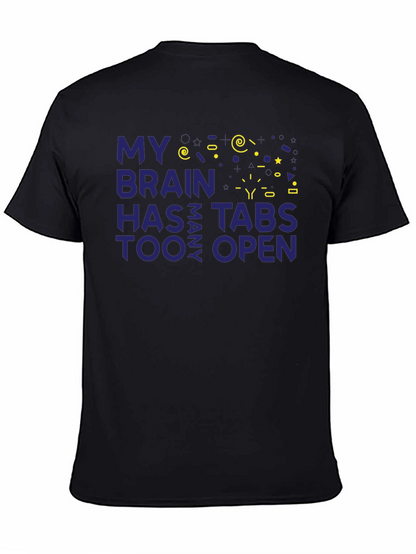 Camiseta Hombre Negra - Cerebro con Demasiadas Pestañas Abiertas