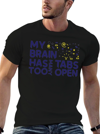 Camiseta Hombre Negra - Cerebro con Demasiadas Pestañas Abiertas