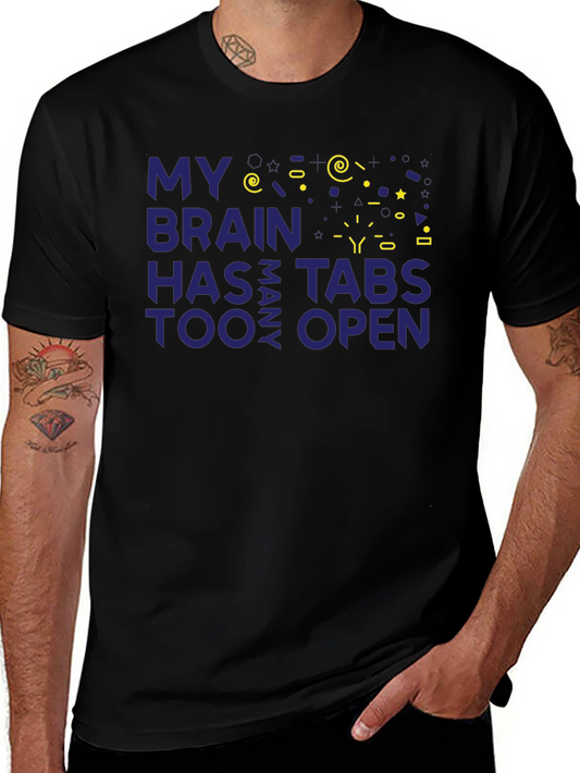 Camiseta Hombre Negra - Cerebro con Demasiadas Pestañas Abiertas