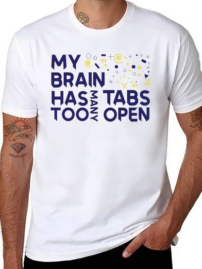 Camiseta Hombre Negra - Cerebro con Demasiadas Pestañas Abiertas