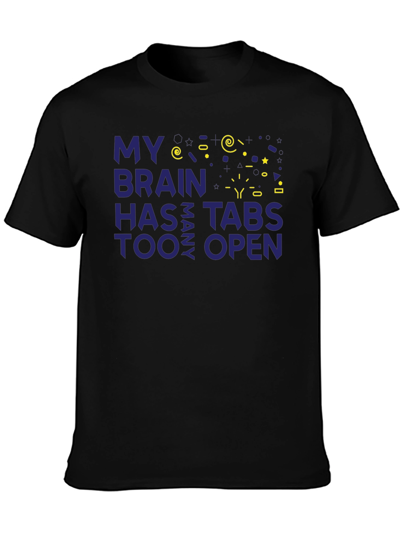 Camiseta Hombre Negra - Cerebro con Demasiadas Pestañas Abiertas