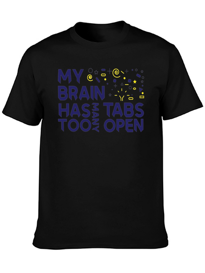 Camiseta Hombre Negra - Cerebro con Demasiadas Pestañas Abiertas