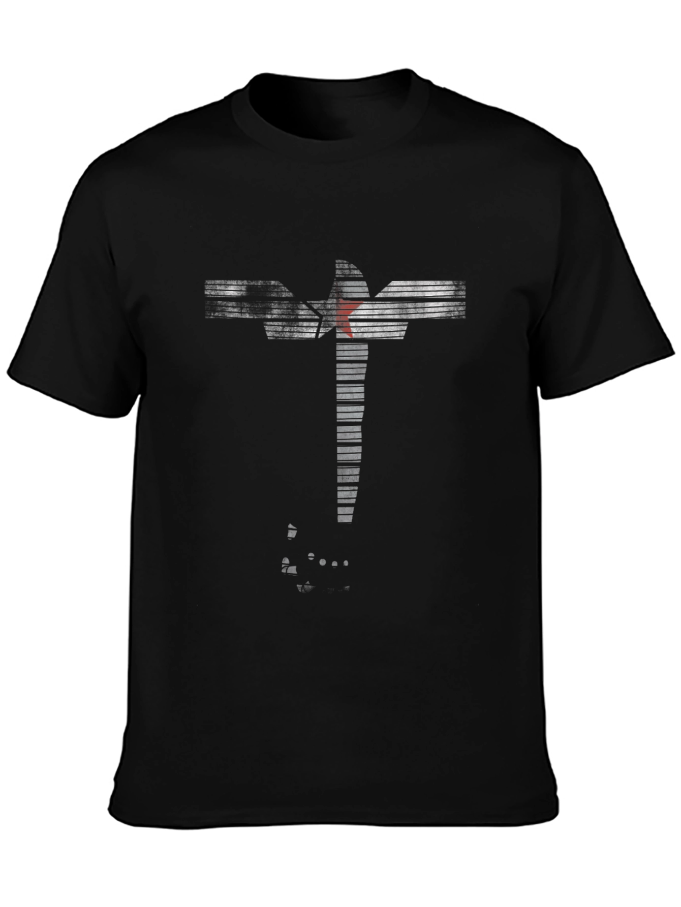 Camiseta Negra Diseño Abstracto Estrella Roja