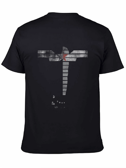 Camiseta Negra Diseño Abstracto Estrella Roja