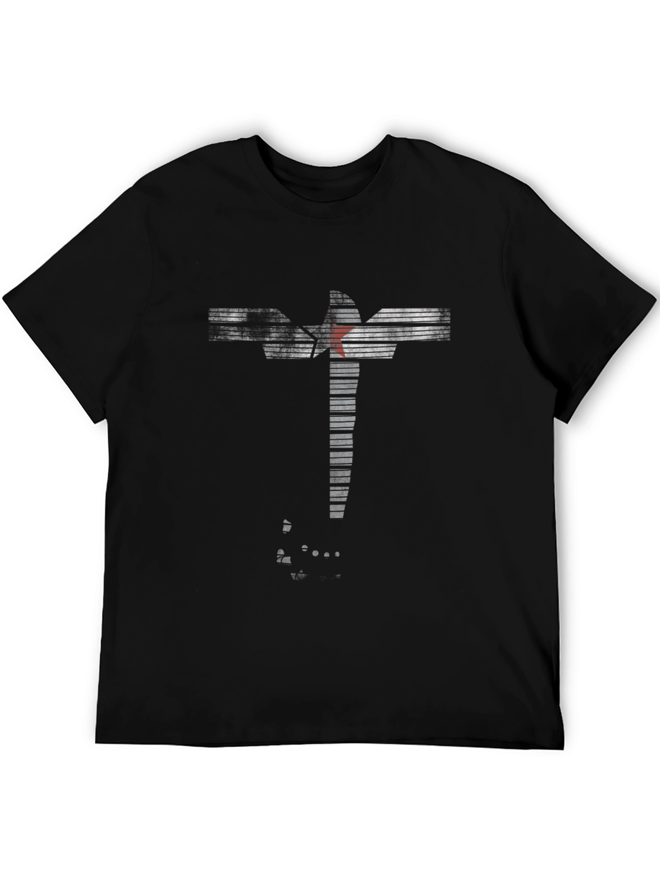Camiseta Negra Diseño Abstracto Estrella Roja