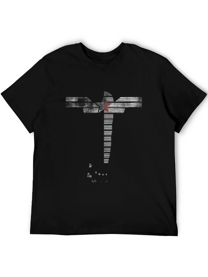 Camiseta Negra Diseño Abstracto Estrella Roja