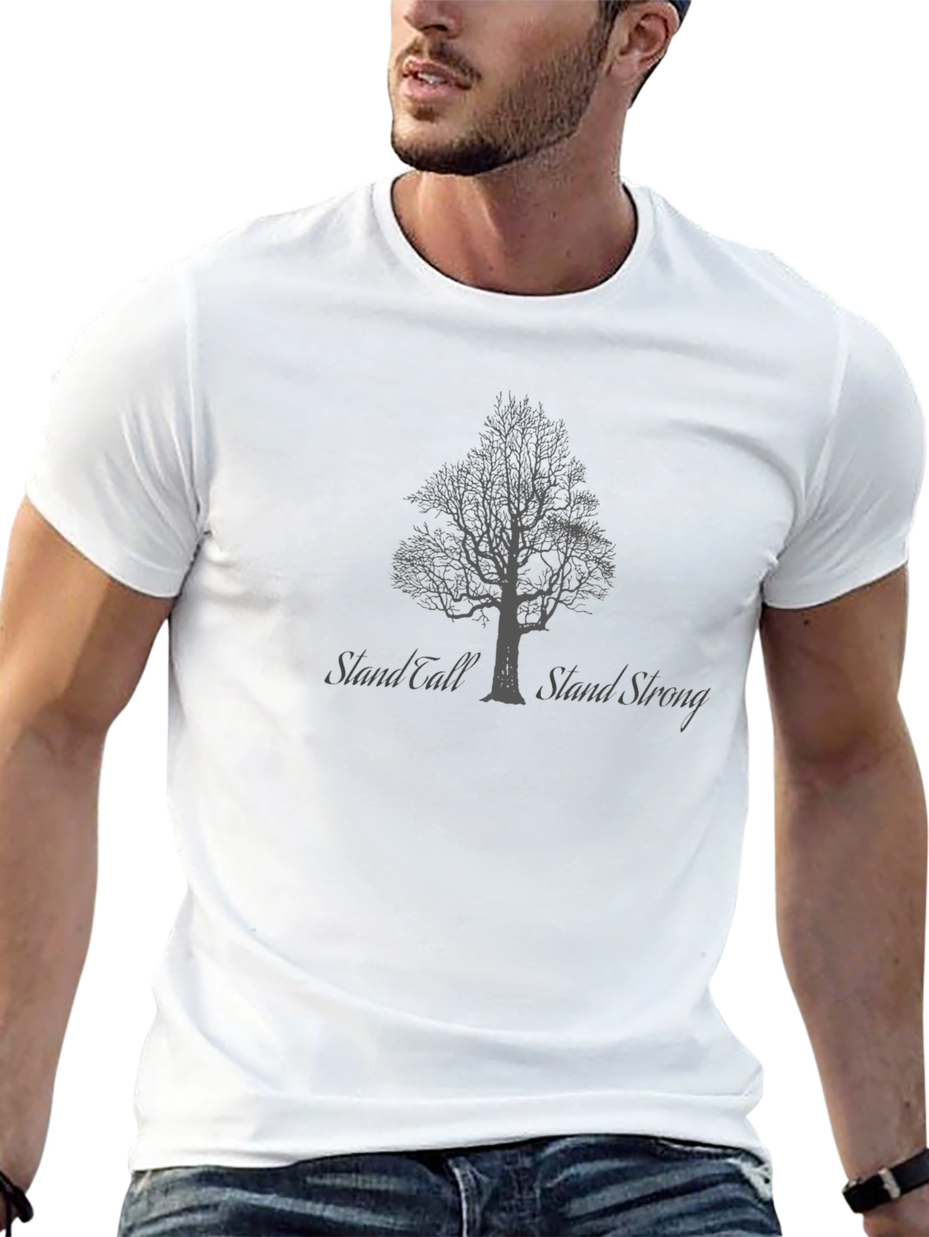 Camiseta Negra Árbol Stand Tall Stand Strong