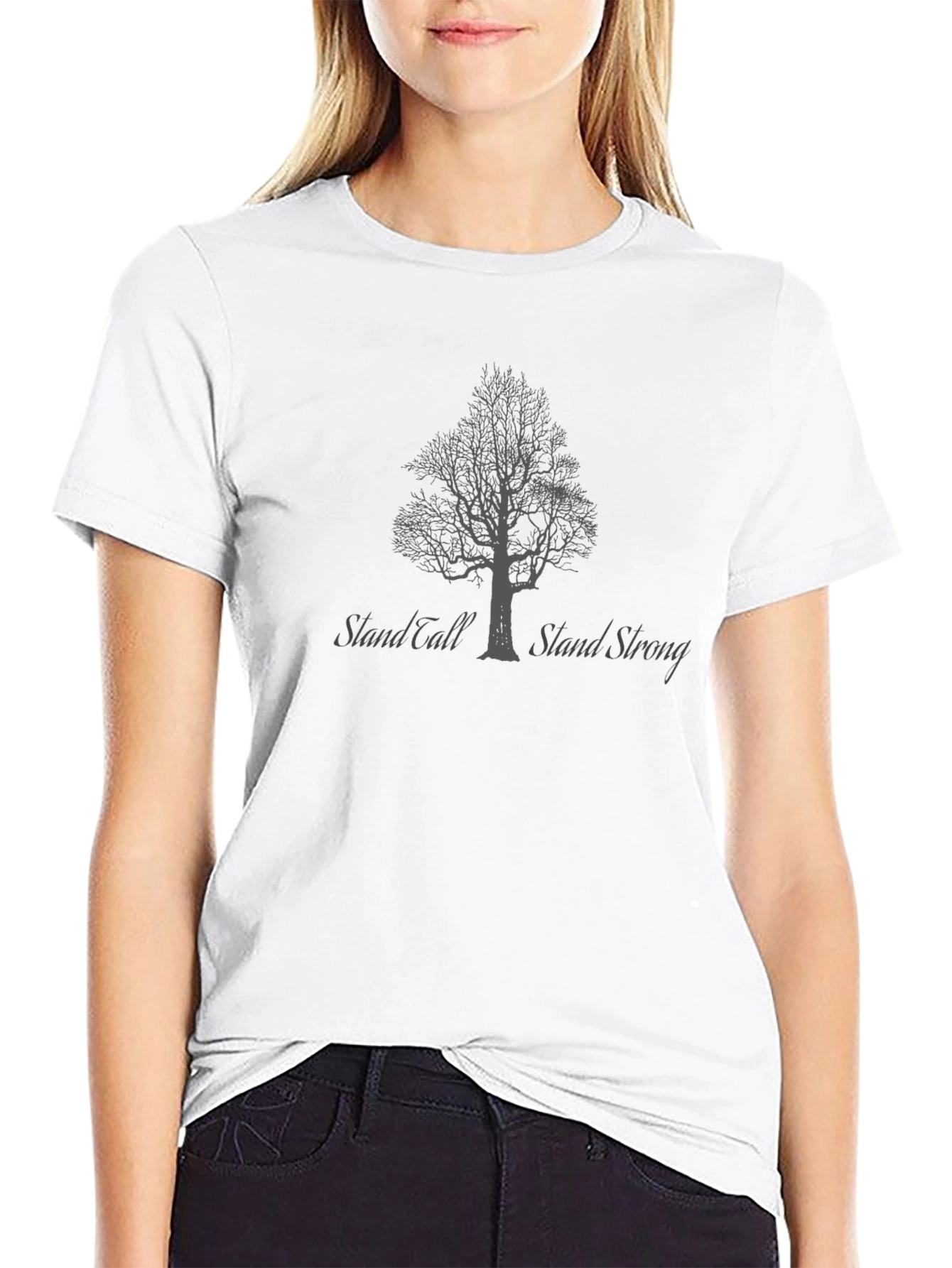 Camiseta Negra Árbol Stand Tall Stand Strong