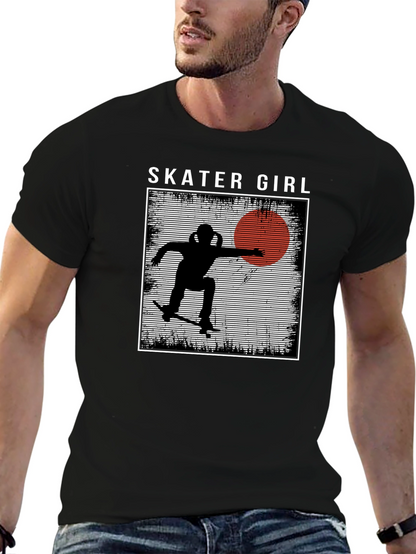 Camiseta Negra Skater Girl Estilo Retro