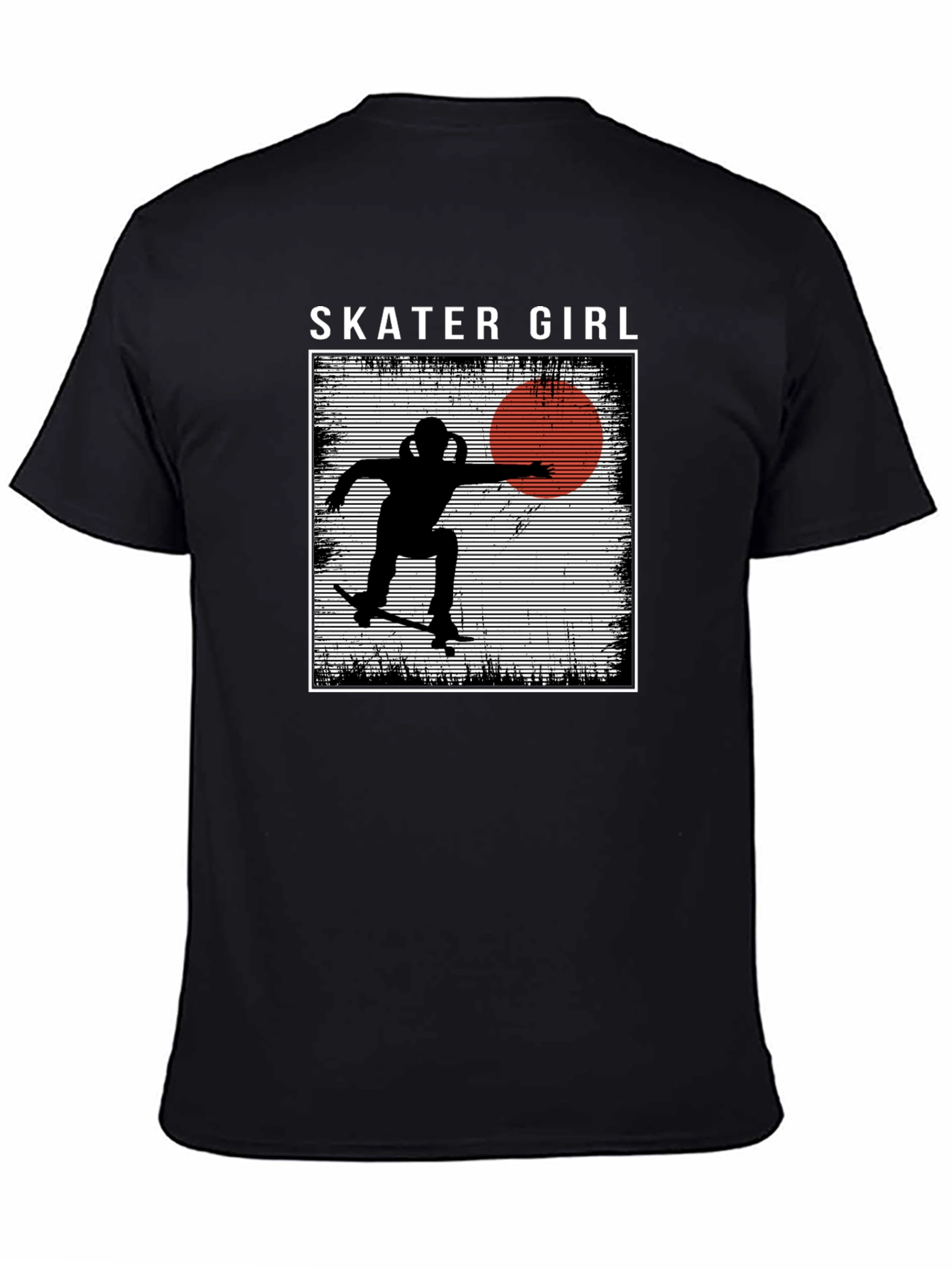 Camiseta Negra Skater Girl Estilo Retro