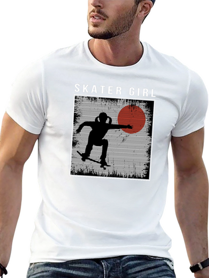 Camiseta Negra Skater Girl Estilo Retro