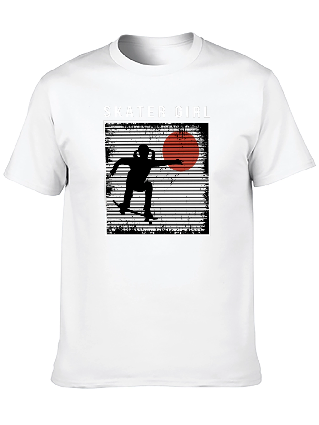 Camiseta Negra Skater Girl Estilo Retro