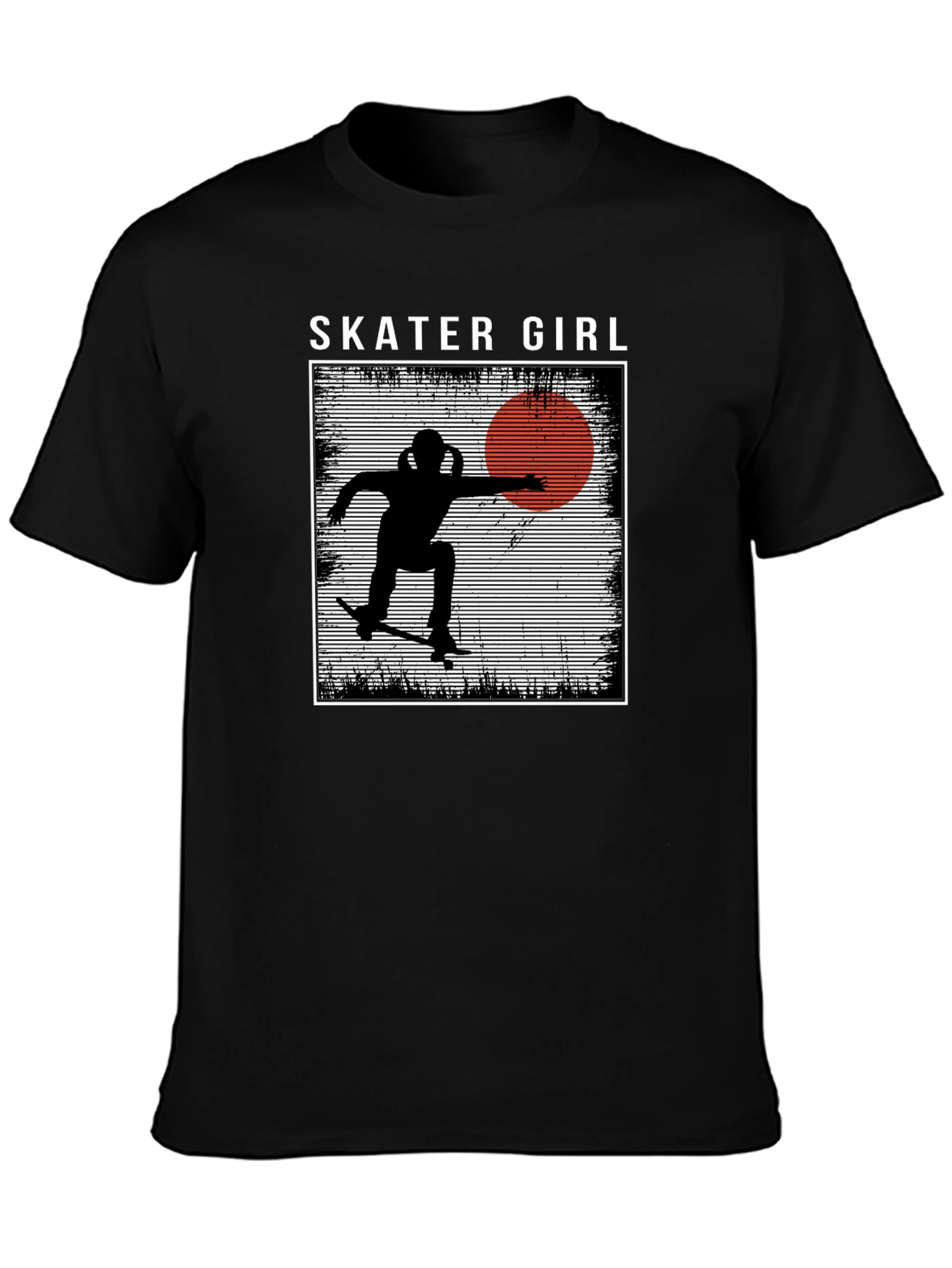 Camiseta Negra Skater Girl Estilo Retro