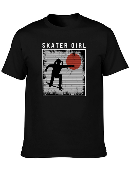 Camiseta Negra Skater Girl Estilo Retro
