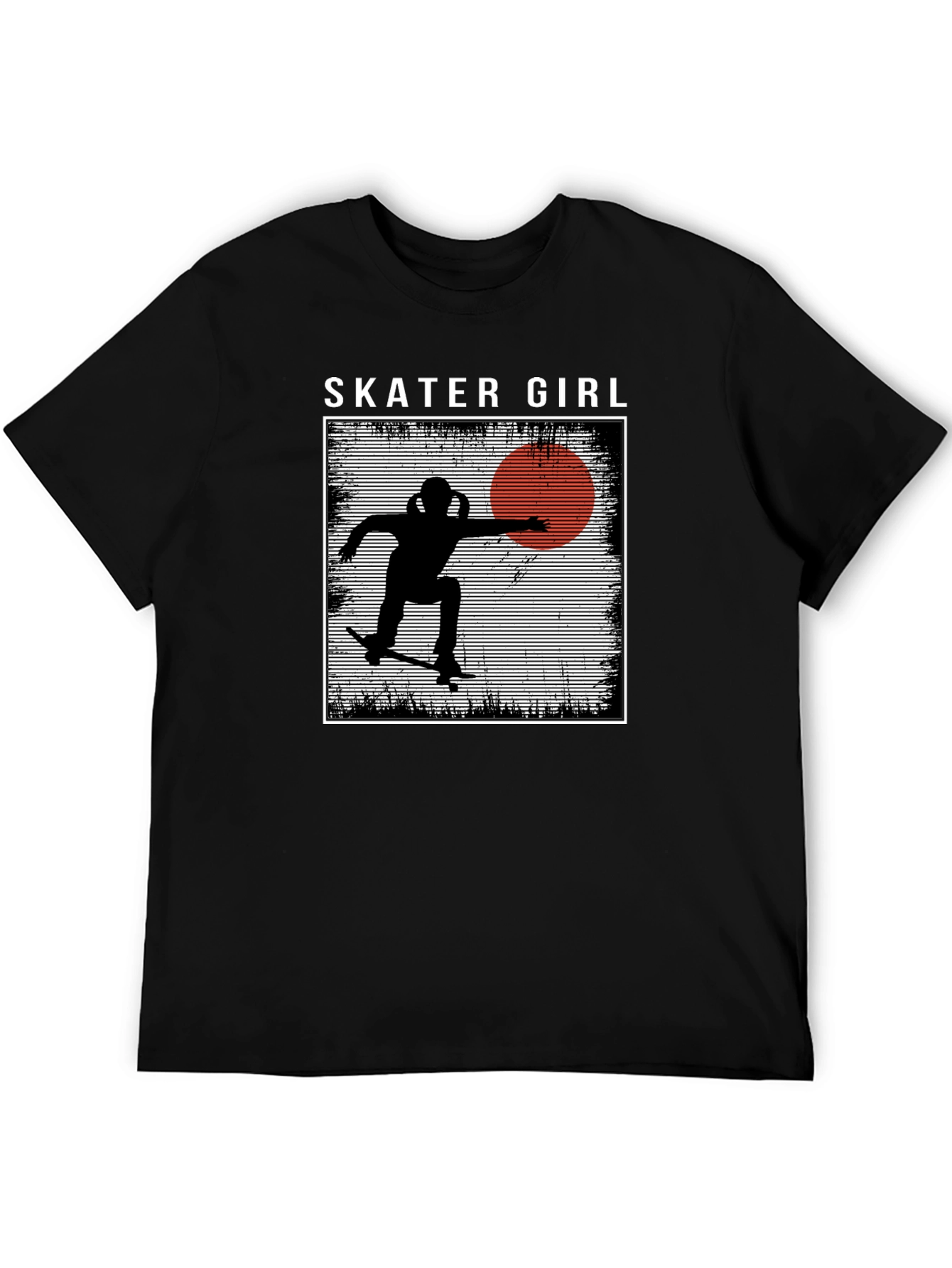 Camiseta Negra Skater Girl Estilo Retro