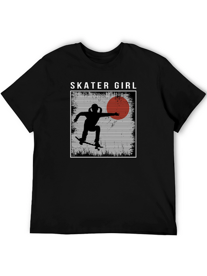 Camiseta Negra Skater Girl Estilo Retro