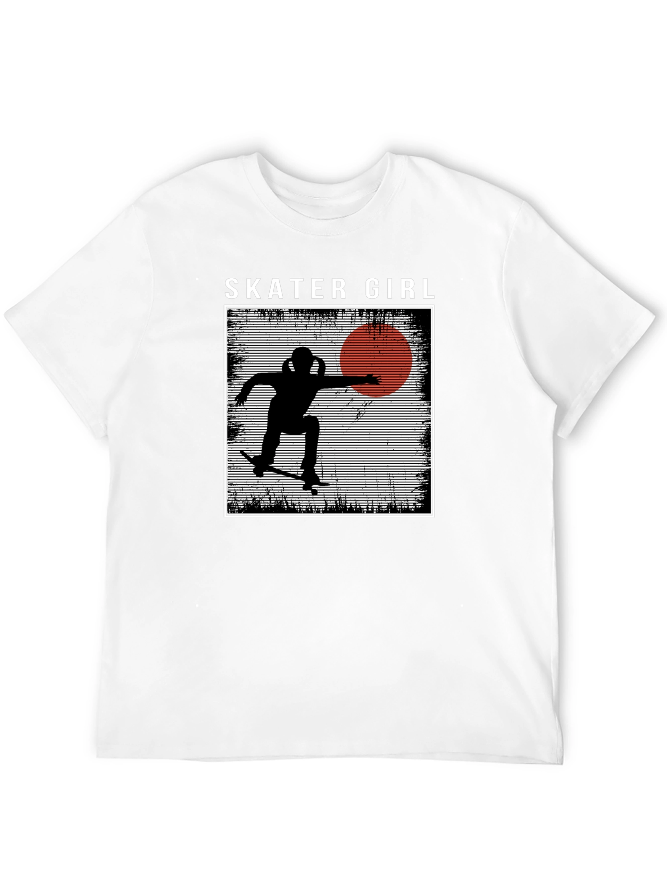 Camiseta Negra Skater Girl Estilo Retro