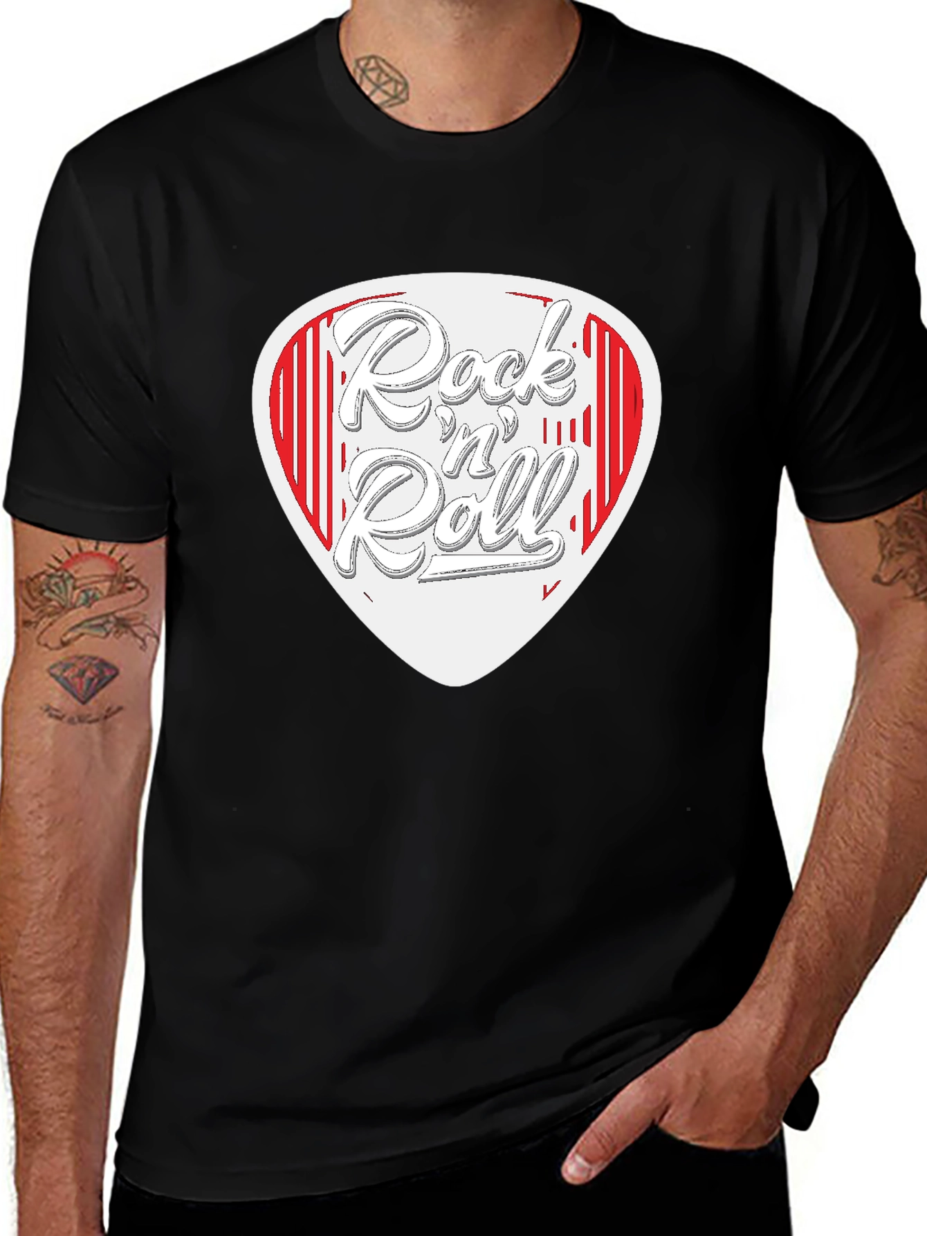 Camiseta Negra Rock n Roll - Estilo Guitarra