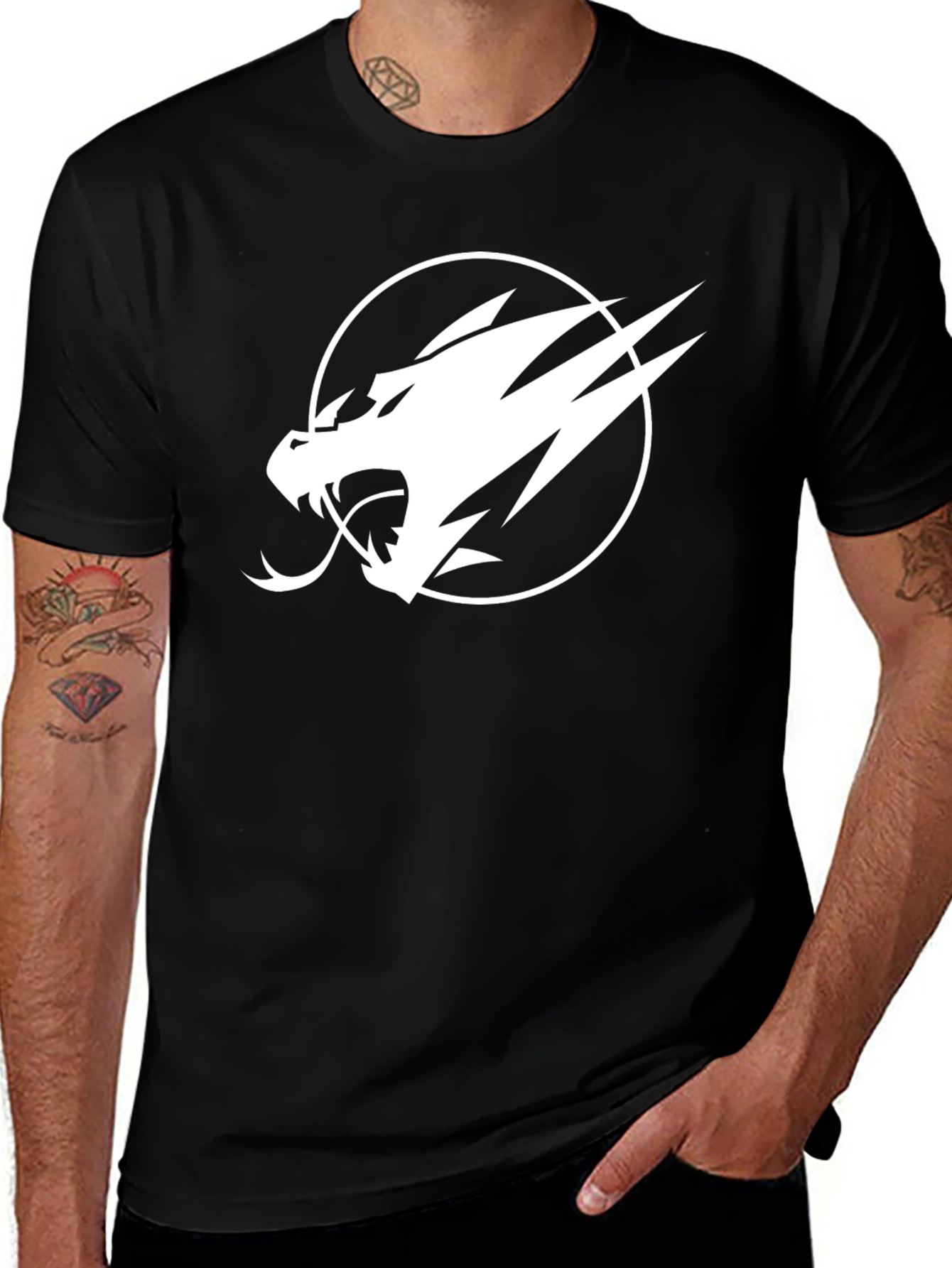 Camiseta Negra Dragón Blanco Audaz