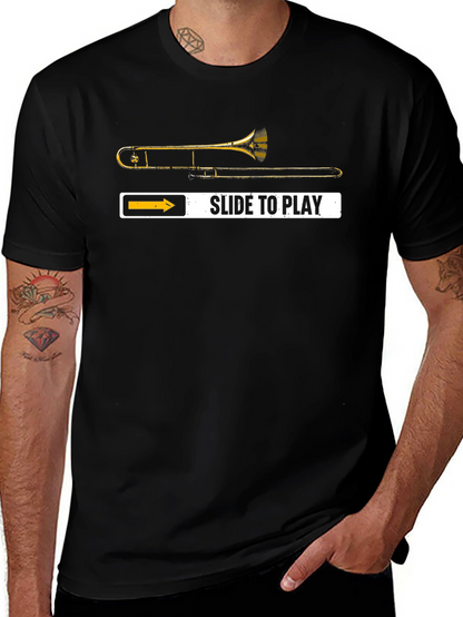 Camiseta Negra Trombonista: ¡Desliza para Tocar!
