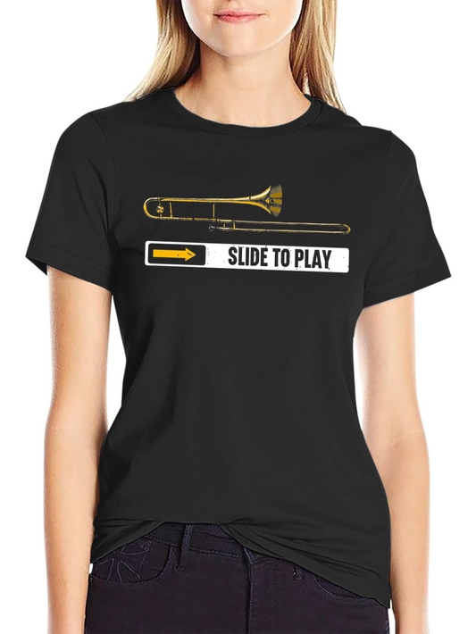 Camiseta Negra Trombonista: ¡Desliza para Tocar!