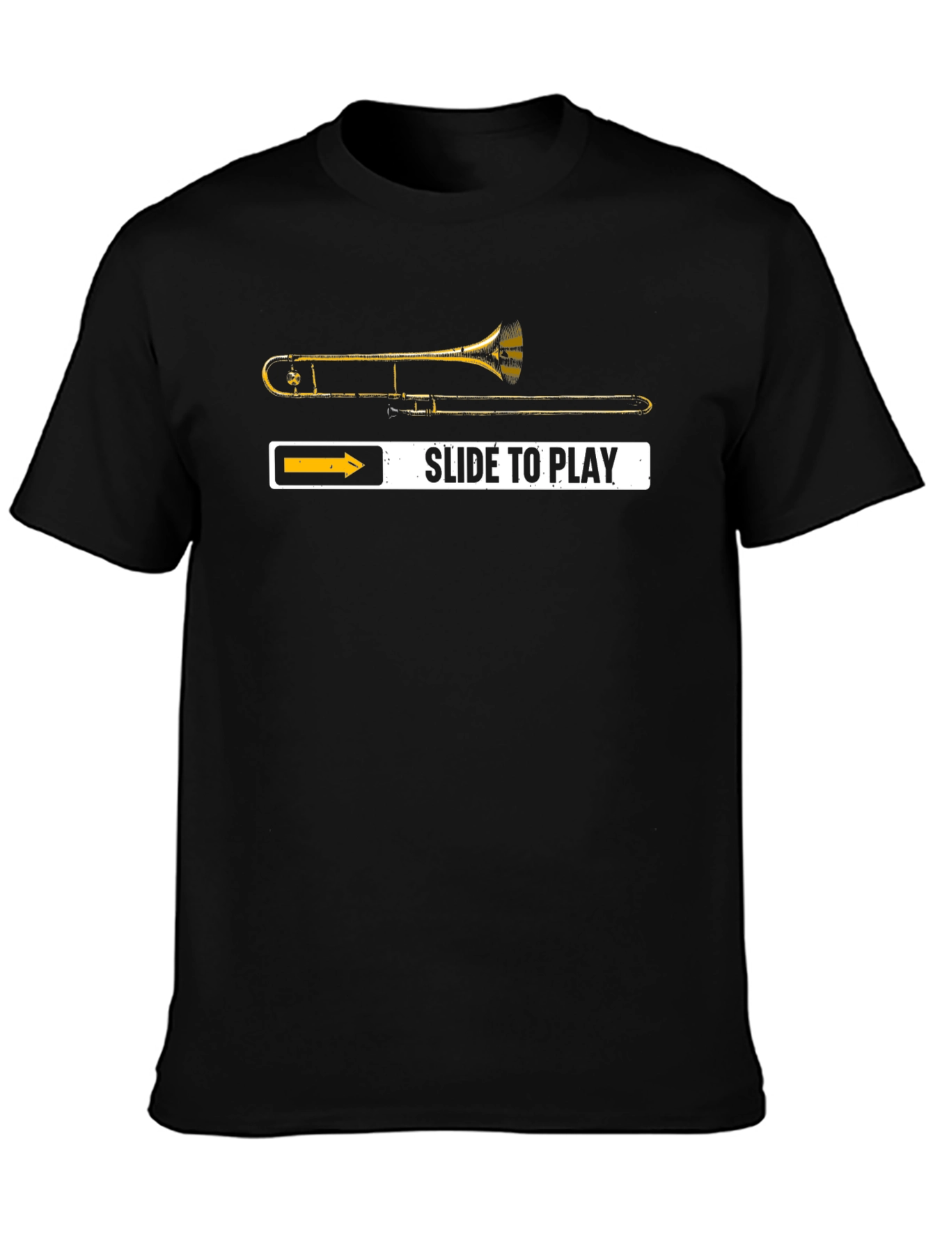 Camiseta Negra Trombonista: ¡Desliza para Tocar!