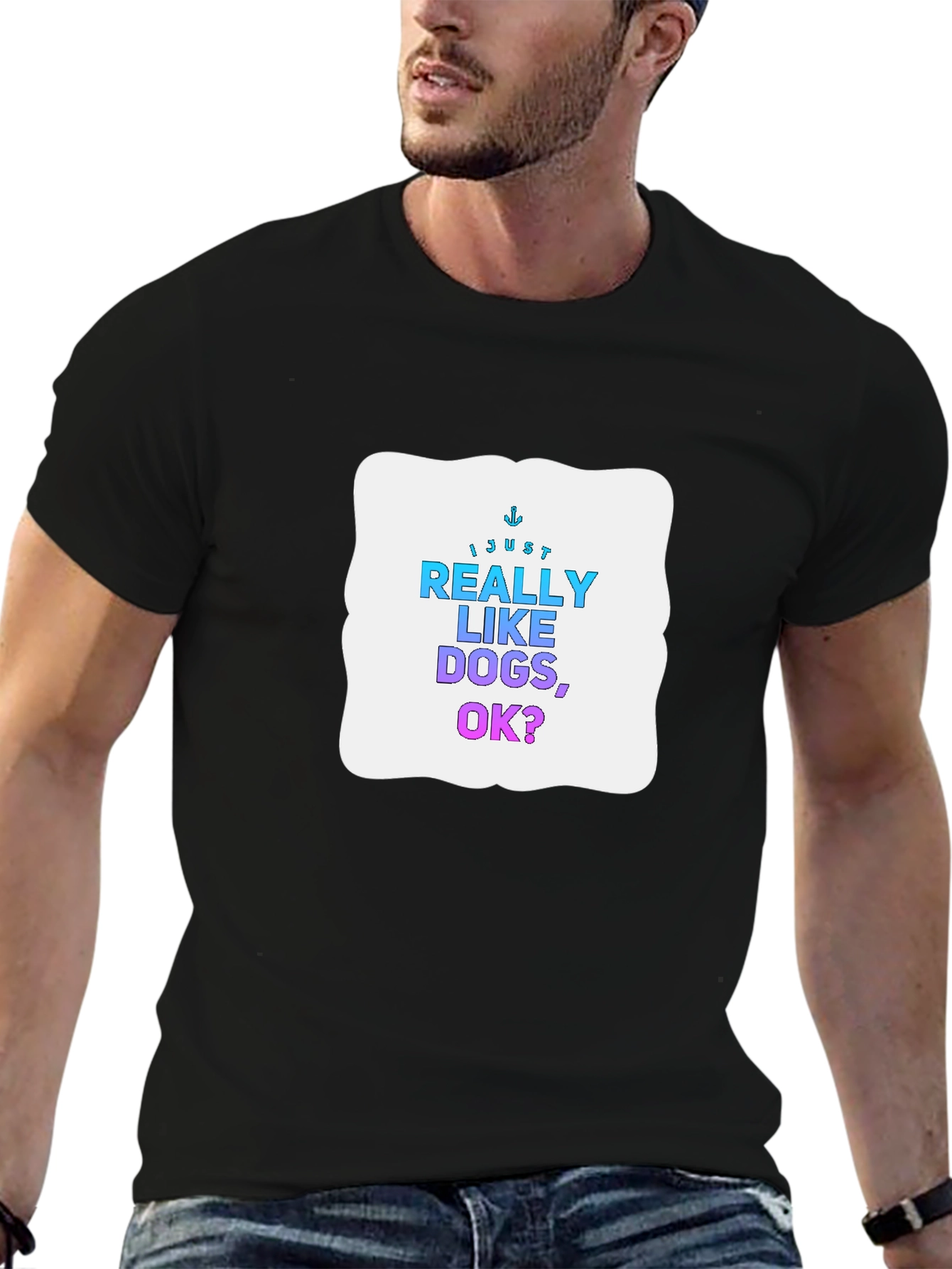 Camiseta Negra: Me Gustan Mucho los Perros ¿Ok?