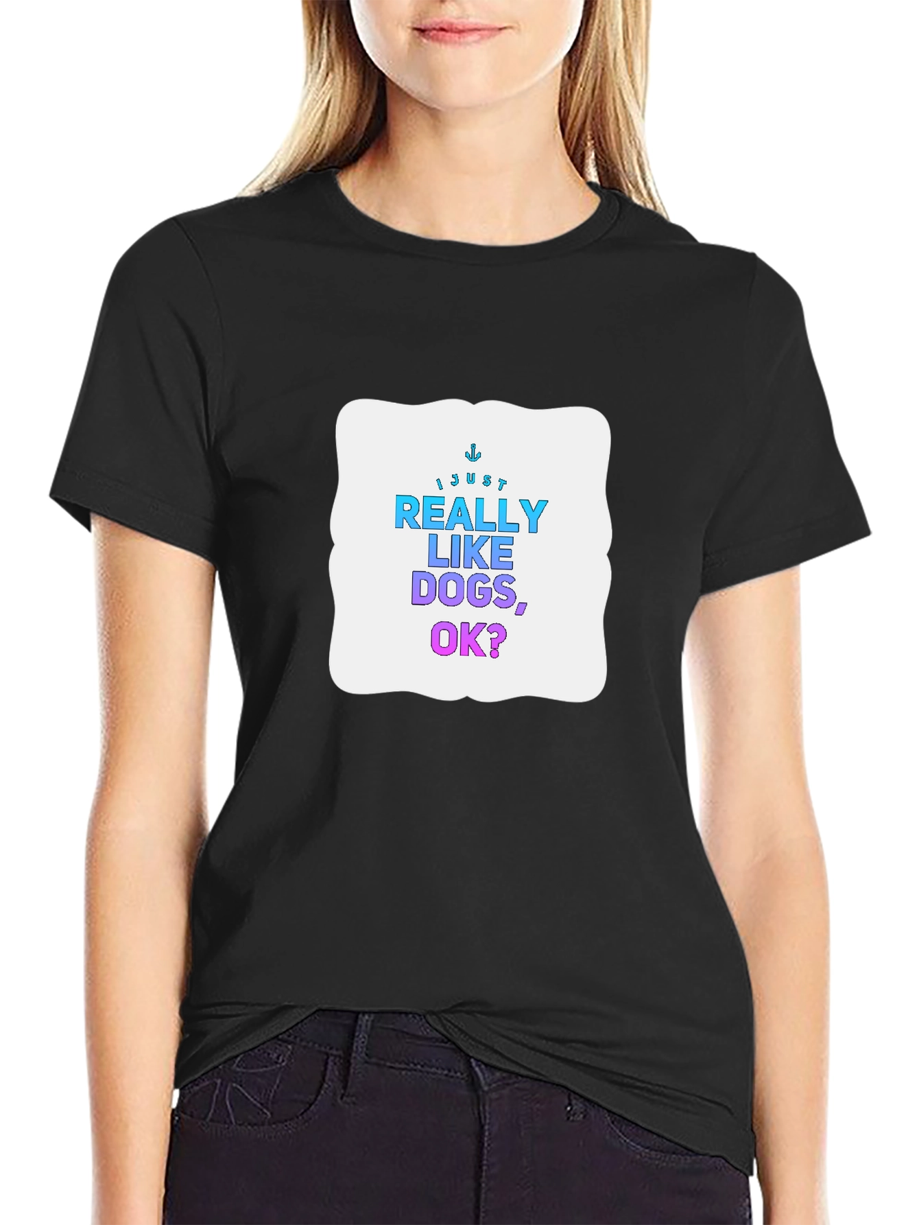Camiseta Negra: Me Gustan Mucho los Perros ¿Ok?
