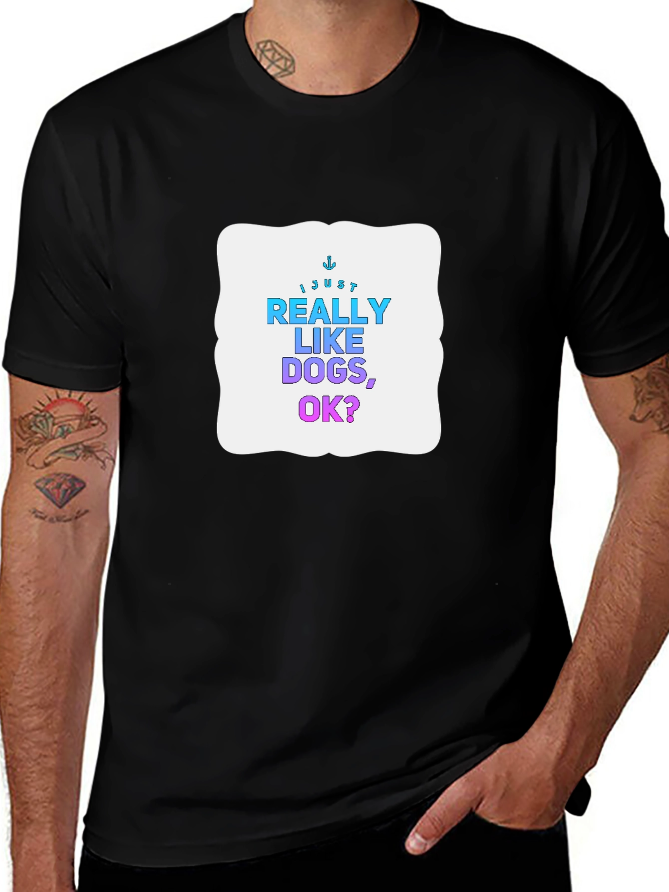 Camiseta Negra: Me Gustan Mucho los Perros ¿Ok?