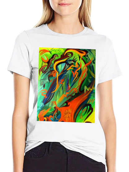 Camiseta Negra Estampada Abstracta