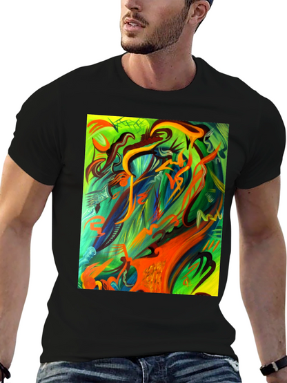 Camiseta Negra Estampada Abstracta