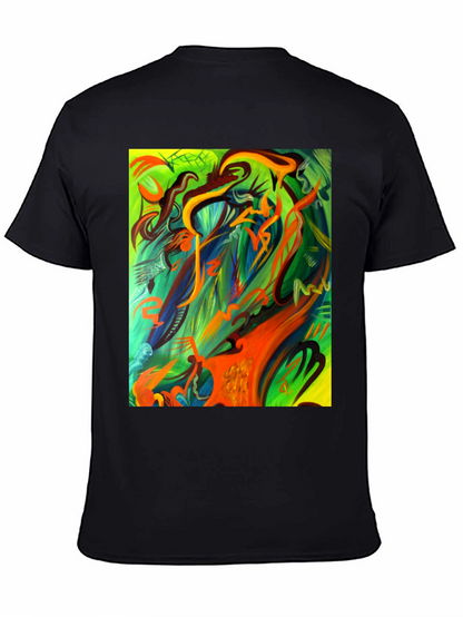 Camiseta Negra Estampada Abstracta