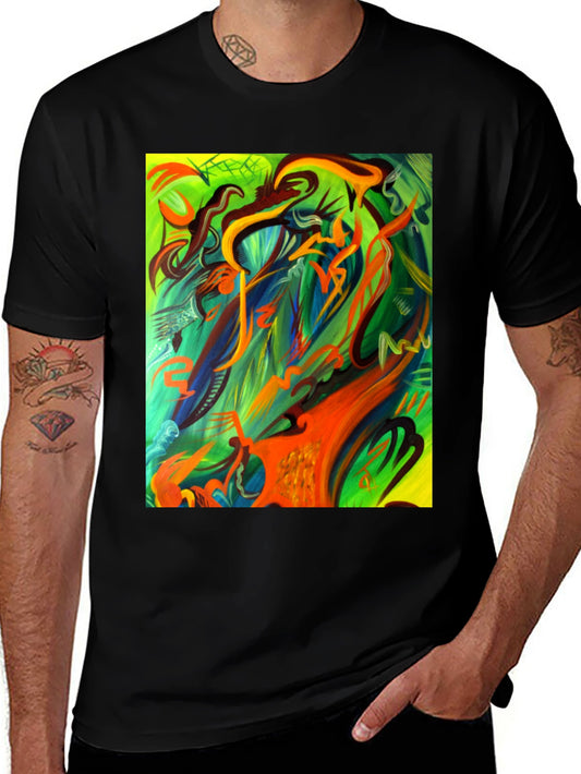 Camiseta Negra Estampada Abstracta