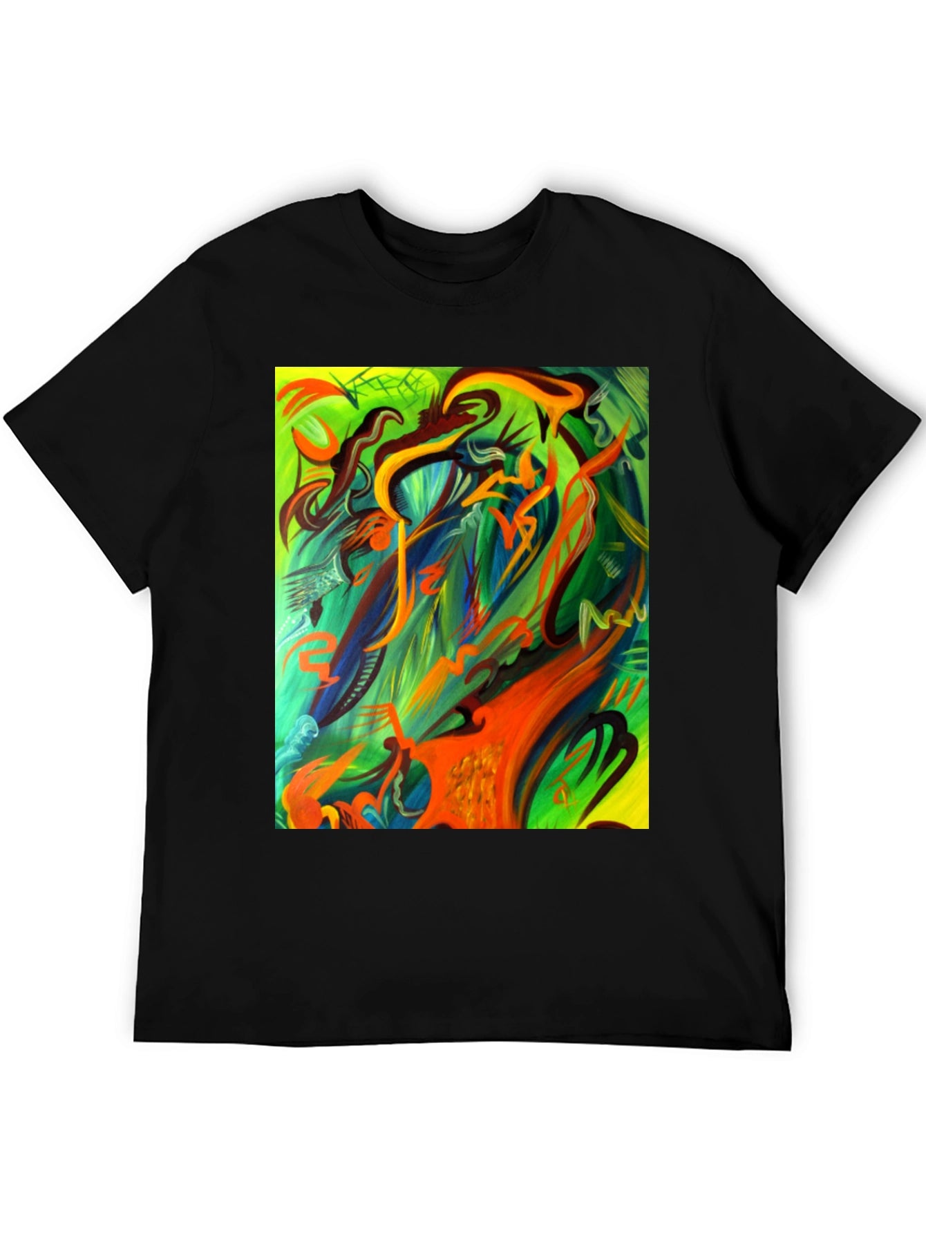 Camiseta Negra Estampada Abstracta