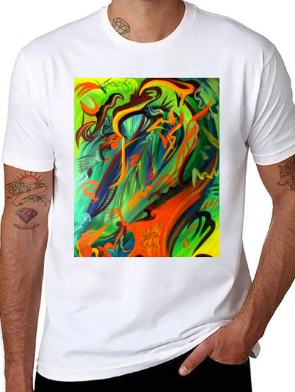 Camiseta Negra Estampada Abstracta