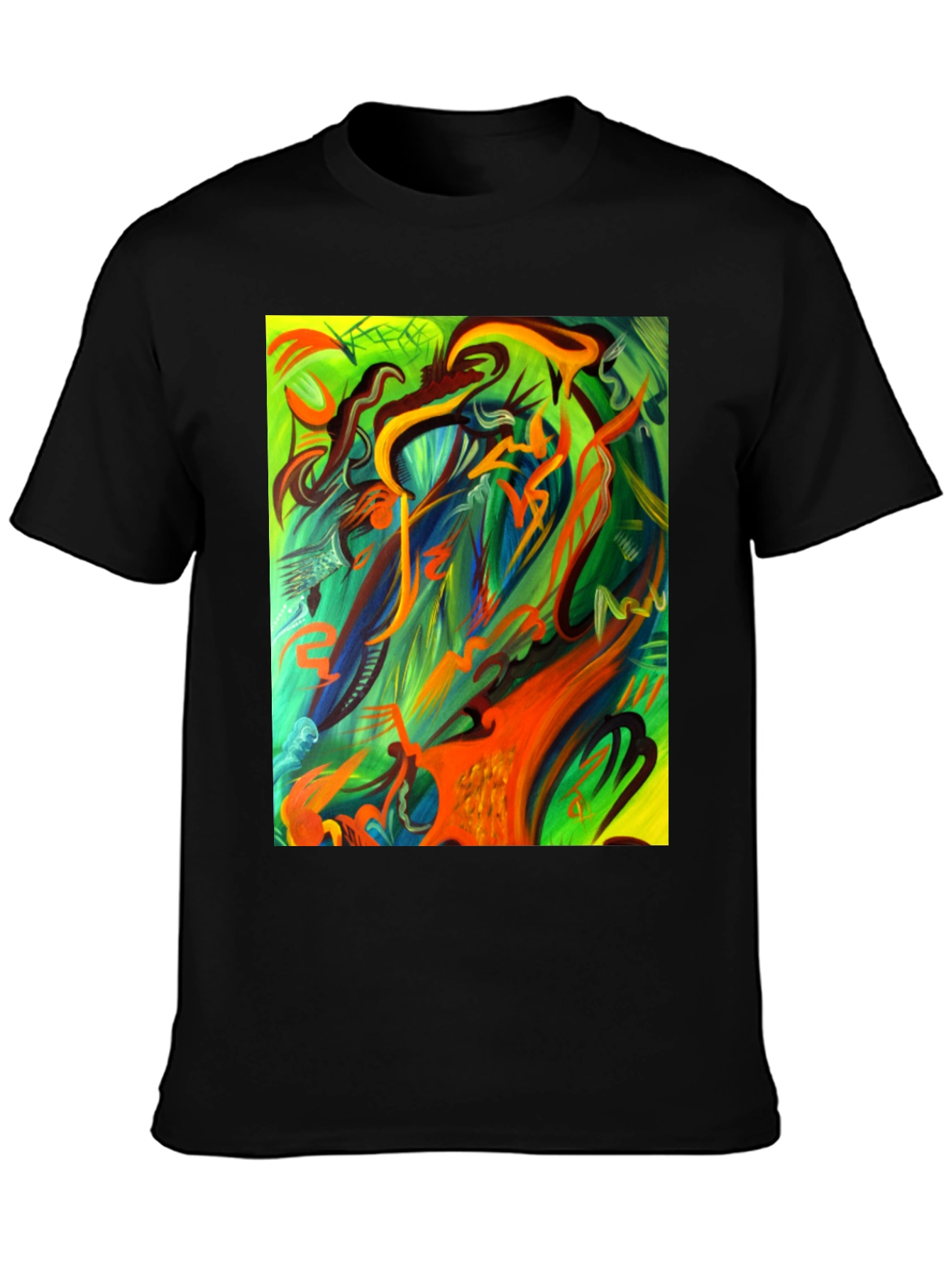 Camiseta Negra Estampada Abstracta