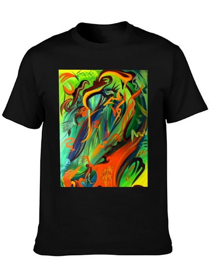 Camiseta Negra Estampada Abstracta