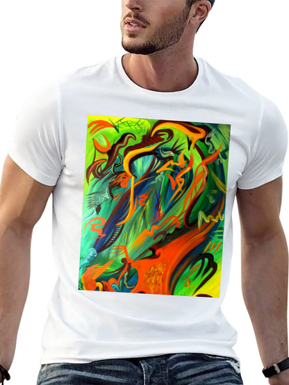 Camiseta Negra Estampada Abstracta