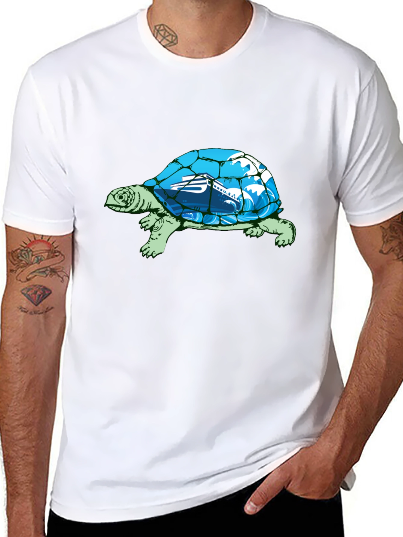 Camiseta Negra con Diseño de Tortuga Marina
