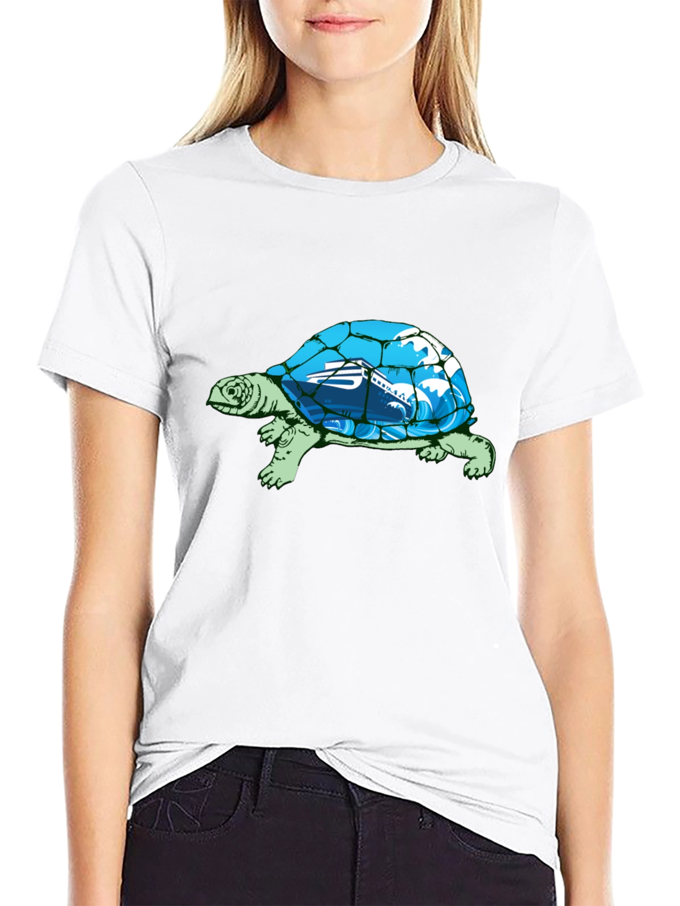 Camiseta Negra con Diseño de Tortuga Marina
