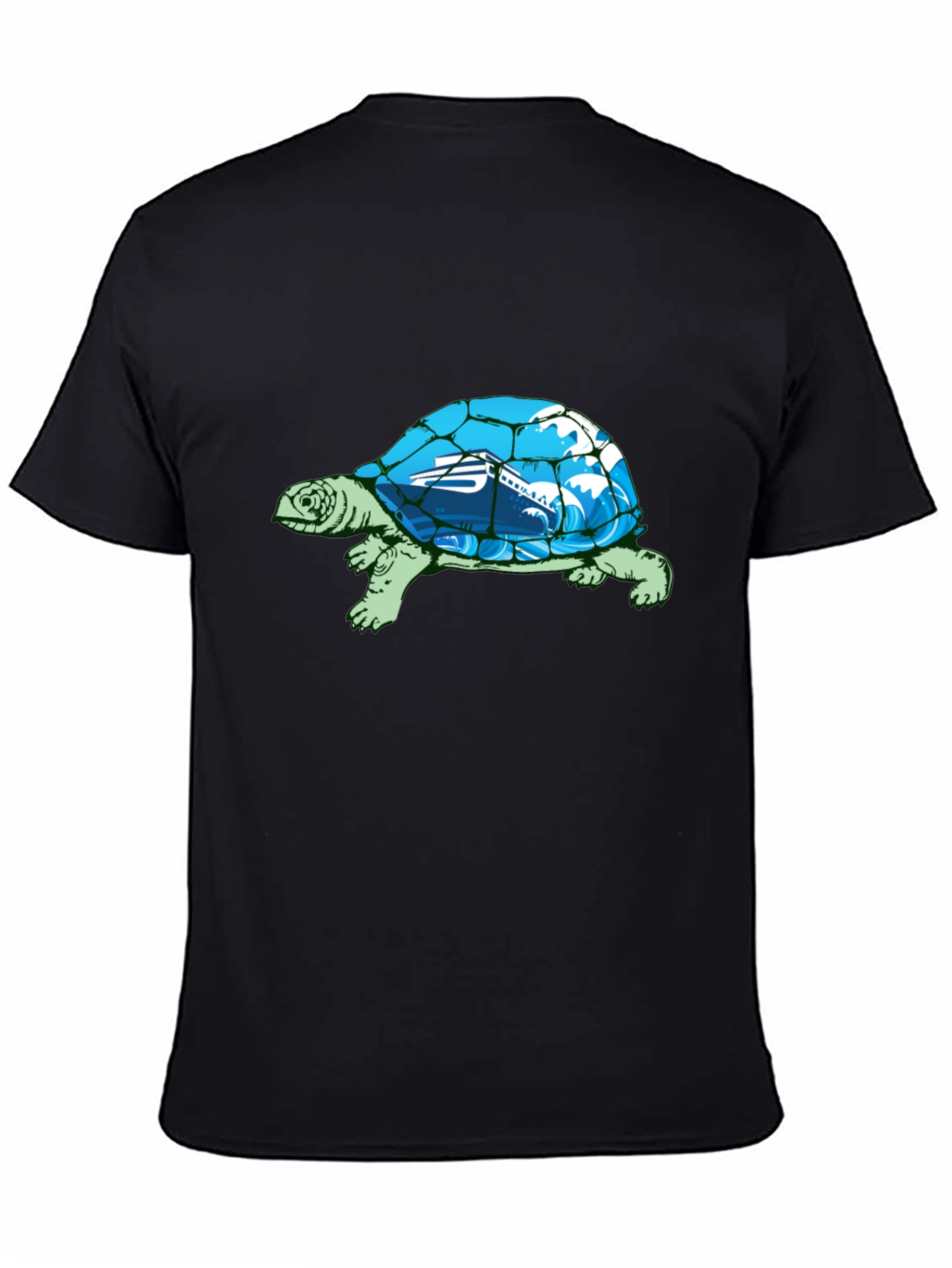 Camiseta Negra con Diseño de Tortuga Marina