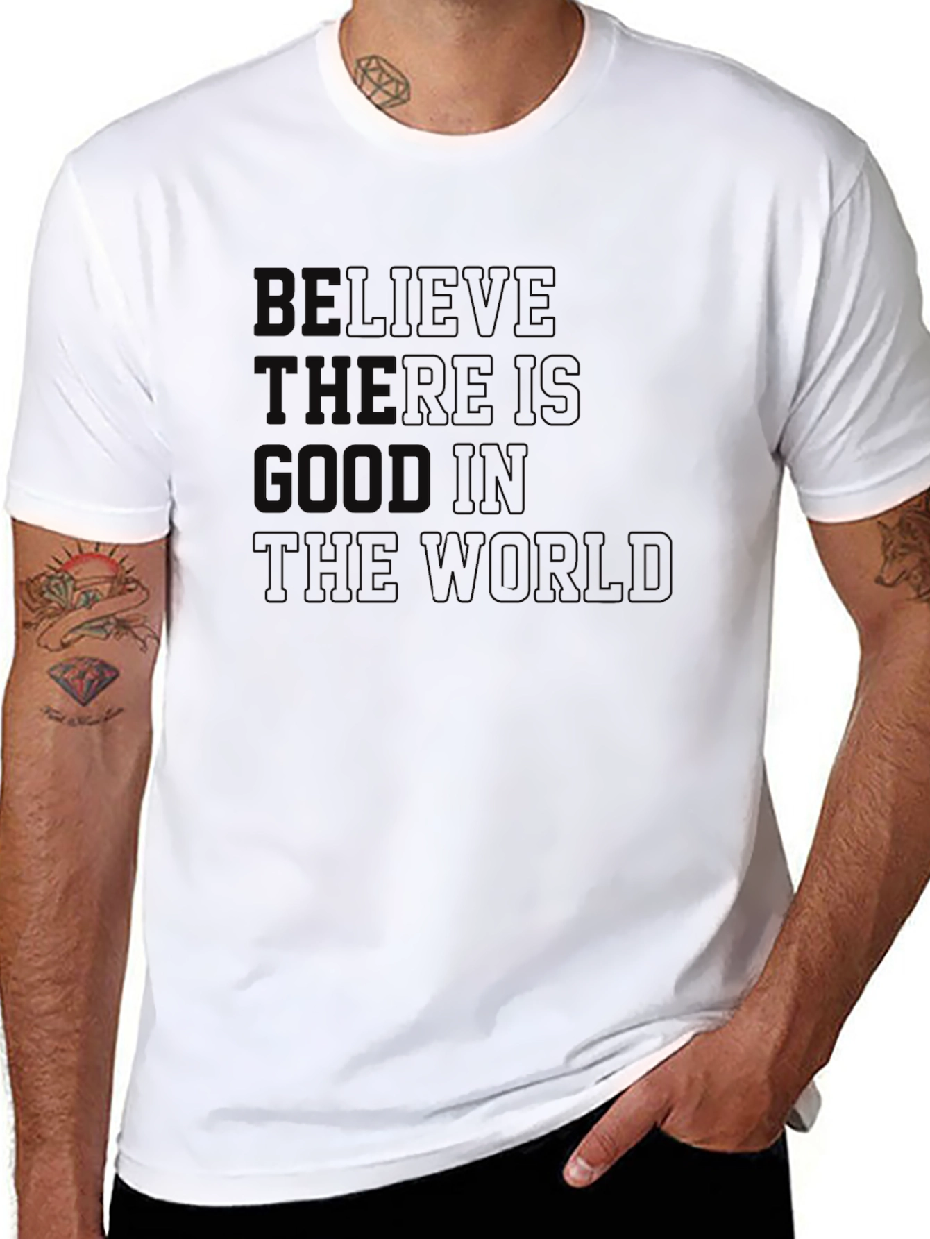 Camiseta Negra: Cree en lo Bueno